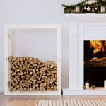 fehér tömör fenyőfa tűzifatartó állvány 80 x 25 x 100 cm fotó