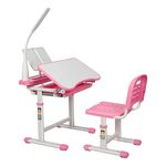 Állítható magasságú, többfunkciós, gyerek íróasztal, rózsaszín fotó