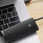 Új, Baseus® Lite Sorozat Hub 4 az 1-ben USB - 4x USB 3.0, 1m (fekete) fotó