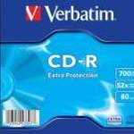 CD-R lemez, 700MB, 52x, 1 db, vékony tok, VERBATIM "DataLife" fotó