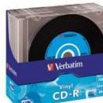 CD-R lemez, bakelit lemez-szerű felület, AZO, 700MB, 52x, 10 db, vékony tok, VERBATIM "Vinyl&qu fotó