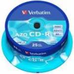 CD-R lemez, Crystal bevonat, AZO, 700MB, 52x, 25 db, hengeren VERBATIM "DataLife Plus" fotó