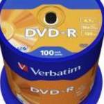 DVD-R lemez, AZO, 4, 7GB, 16x, 100 db, hengeren, VERBATIM fotó