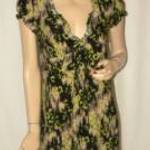 DEPT fekete zöld barna mintás nyári ruha S fotó