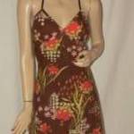 GAS barna színű virágos mintás kombinépántos nyári ruha M fotó