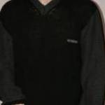 V kivágású fekete szürke kötött meleg férfi pulóver XL fotó