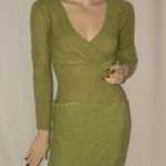 French Fry érdekes olasz zöld kötött ruha S fotó