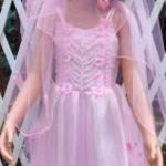 Koszorúslány ruha, báli ruha, hercegnő és királylány jelmez fátyollal 116 cm 4-6 évesre rózsaszín fotó