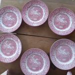 Broadhurst Staffordshire 6 db rózsaszín mintás angol tányér fotó