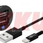 Goobay autós USB mini adapter töltő 2xUSB + kábel Apple lightning csatl. 1m fekete (2, 1A) fotó
