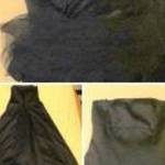 fekete szatén maxi pánt nélküli ruha Début 5 merevitő hátul hosszabb tüllös fotó
