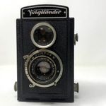 Antik 1930 Voigtlander Brillant Compur kamera fémházas fényképezőgép saját bőrtokjában 1 FT NMÁ fotó