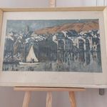 (K) Görög Rezső színes rézkarc 87x63 cm kerettel fotó