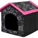 Szivacs kutyaház - fekete, rózsaszín fotó