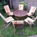 Teakfa kerti bútor garnitúra - kertibútor - asztal + 6db szék + 6db székpárna + napágy fotó