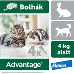 Advantage rácsepegtető oldat kistestű macskáknak és nyulaknak A.U.V. (4x0, 4 ml) fotó