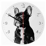 Francia bulldog 1 kör alakú üveg óra falióra fotó