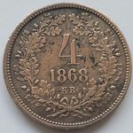 1868 KB Ferenc József 4 Krajcár Magyar-típus, Angyalos címer aUNC RITKA GYÖNYÖRŰ!!! fotó