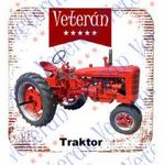 Veterán traktoros poháralátét - Piros traktor fotó