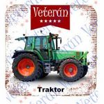 Veterán traktoros poháralátét - Zöld traktor fotó