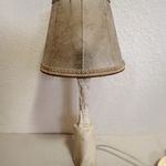 Faragott kínai csont figura talpú asztali lámpa faragás antik pergamen bőr lámpaernyő csontfaragás fotó