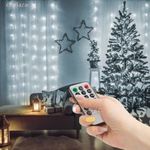 Karácsonyi drótos fényfüggöny távirányítós 100 microLed hidegfehér - 3 x 1 m - 230V fotó
