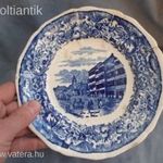 antik kék fehér kerámia dísz tányér városképes dísztál kőedény Fischer Dallwitz 19. sz. közepe fotó