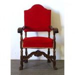 1Q576 Antik piros kárpitos faragott íróasztalhoz nagyméretű szék fotó