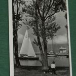 Képeslap, Balatonföldvár, tópart, móló, vitorlás hajó kikötő, stég fotó