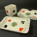 Hollóházi porcelán Poker szett a 70-es évekből - Kártya és cigaretta kínáló + Székesfehérvár címer fotó
