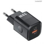 20W Hálózati Gyorstöltő, USB-C PD/ QC 3.0 (Fekete) fotó