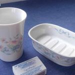 Japán porcelán Princess House Handcrafted szappantartó és pohár, 1990-es évek, nem használt fotó