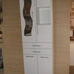 Új álló Fürdőszoba szekrény szennyestartós ajtós fiókos bútor SzDLF5A-2F 60 cm széles fotó