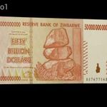 1 Ft-ról! Hiperinfláció !! UNC 50 milliárd /50 billion Zimbabwe hajtatlan !! 2008*Gyűjteményből fotó