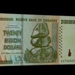 1 Ft-ról! Hiperinfláció !! UNC 20 milliárd /20 billion Zimbabwe hajtatlan !! 2008*Gyűjteményből fotó