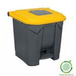Szelektív hulladékgyűjtő konténer, műanyag, pedálos, antracit/sárga, 30L fotó