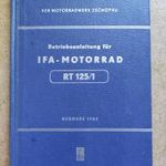 IFA motorkerékpár RT 125 /1 kezelési karbantartási könyv fotó