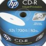 CD-R lemez, nyomtatható, 700MB, 52x, 50 db, zsugor csomagolás, HP fotó