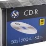 CD-R lemez, 700MB, 52x, 10 db, vékony tok, HP fotó