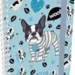 Heti tervező B6 spirál, 2024-es, We love Dogs Woof Francia bulldogos - Lizzy Card fotó