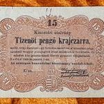 1849 -es 15 Kincstári utalvány Tizenöt pengő krajczárra bankó !!! (L0978) fotó