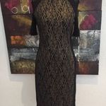 Monsoon gyönyörű elegáns designer fekete arany ruha / business ruha / koktél ruha 40 fotó