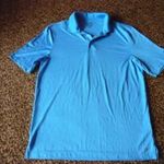 CHAMPION DUO Dry minőségi galléros kék anyagában csíkos, rövidujjú férfi sportos póló S-M-es fotó