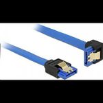 Delock 85089 SATA-kábel 6 Gb/s egyenes -> lefelé ívelt, fém rögzítő, kék, 20cm (85089) fotó