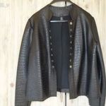 Vadiúj prémium minőségű fekete textilbőr hüllőmintás olasz blézer vagy kiskabát 44-46-os fotó
