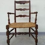 antik patinás szép régi 1 db ónémet fonatos fa karfás szék fotó