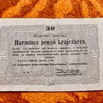1849 -es 30 pengő krajczárra Kossuth Szabadságharcos bankó Kincstári utalvány RITKÁBB !!! (L0931) fotó