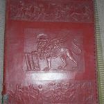 Régi Vörös Bőr Könyvborító / Mappa - Szent Márk Szárnyas Oroszlánnal (sérült) fotó
