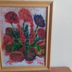 Virágcsendélet festmény farostra festve 35, 5 x 46 cm kerettel fotó