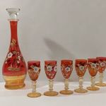 6+1 részes, domborfestett Bohemia üveg konyakos készlet - magasság: palack 33 cm, pohár 12, 5 cm fotó